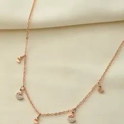 Voylla Rose Gold Sparkling Elegance Swan Dreams Charm Rose Gold Princess Necklace-image-81