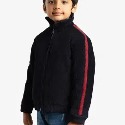 Ed-a-Mamma Navy Blue Corduroy Regular Solid Jacket image 3
