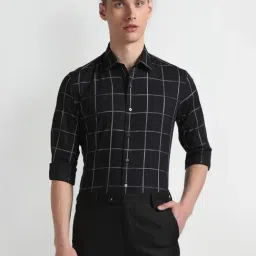 arrow new york Arrow Newyork Black Cotton Slim Fit Checks Shirt-picture-40