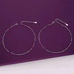 Kai Jewel Sterling Silver Trendy Multi Colour Beads Chain Anklet for Women-image-74
