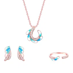 GIVA 925 Silver Rose Gold Wing Flap Pendant and Earrings, Ring Set for Women image 3