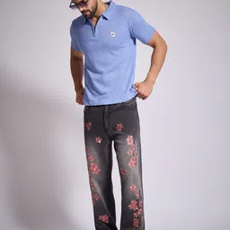 FUGAZEE Men Self Design Polo Collar Slim Fit T-shirt image 4