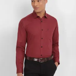 Allen Solly Red Slim Fit Checks Shirt-picture-21