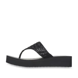 Skechers Women's VINYASA - NEW GLAMOUR Black Thong Wedges image 3