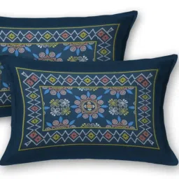 Living Roots Abstract Blue 240 TC Cotton Bedsheet with 2 Pillow Covers image 3