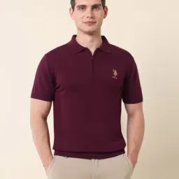 U.S. Polo Assn. Maroon Cotton Slim Fit Polo T-Shirt-picture-20