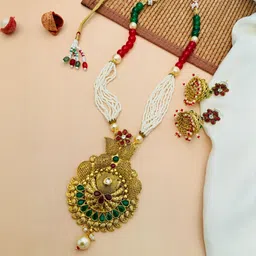Anouk Elegant Gold Plated Studded Jewellery Set-picture-40