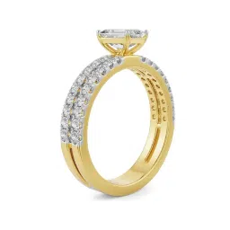 Emori 14k Yellow Gold & Diamond Shimme Emerald Engagemnt Ring image 3