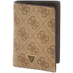 GUESS Beige Brown Logo Leather Card Holder-image-9