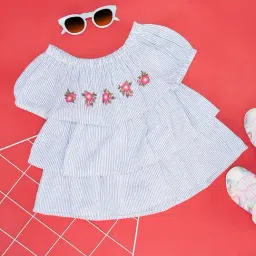 YU by Pantaloons Kids Blue Cotton Floral Print Top-image-74