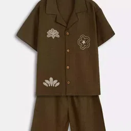 skm empire Boys Embroidered Pure Cotton Shirt With Shorts-picture-21