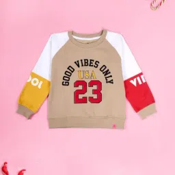 Kiddopanti Girls Beige, Yellow & Coral Pink Cut N Sew Sweatshirt-picture-14