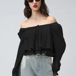 Showoffff Black Cotton Regular Fit Top-image-93