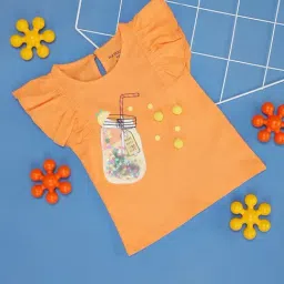 Pantaloons Baby Kids Papaya Orange Cotton Regular Fit Top-image-76