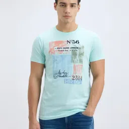 Pepe Jeans Sea Green Cotton Slim Fit Printed T-Shirt-picture-20
