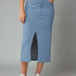 Dolce Crudo Blue Straight Fit Skirt-picture-37