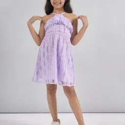 StyloBug Girls Purple Embroidery Dress-image-8