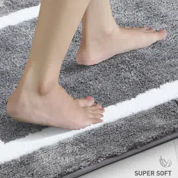 OBSESSIONS Dust Grey Polyester Anti Skid Bath Mat (Large) image 4