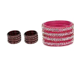 SOMIL Women Pack Of 2 Maroon And Pink Glass Ethnic Handcrafted Traditional Bangle-picture-30