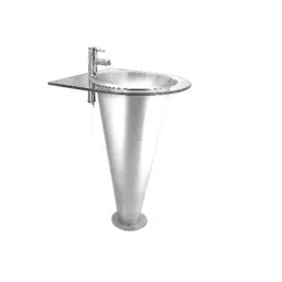 Jayna Pelican 470x408 mm Matt Finish Stainless Steel Wash Basin with Glass Counter & Pedestal Stand, RBGS 04-picture-18
