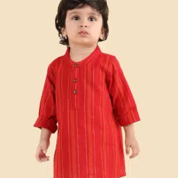 Fabindia Boys Red Self Design Kurta-image-21
