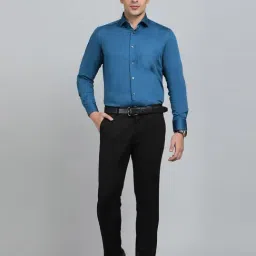 Metal Blue Cotton Slim Fit Shirt image 4