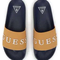 Guess Men's Yellow Typography Slides image 3