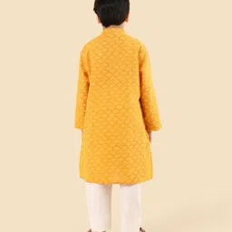 Fabindia Boys Mustard Cotton Printed Kurta image 2