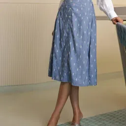 BInfinite Keep It Casual Blue Denim Tailored Skirt image 4