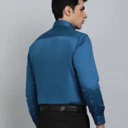 Metal Blue Cotton Slim Fit Shirt image 3