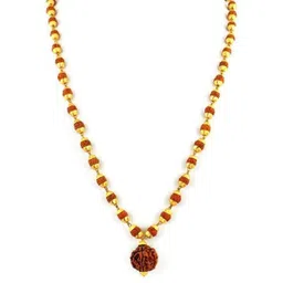 Divine souvenirs Unisex Gold-Plated Rudraksha Beaded Statement Chain-picture-52