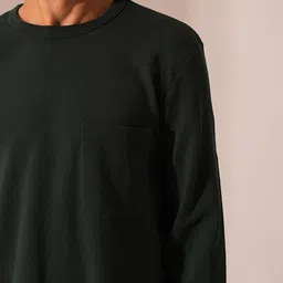 SELECTED Men Solid Round Neck Cotton T-shirt image 2