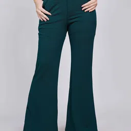 NUCOUTHS Women Relaxed Straight Leg Straight Fit High-Rise Trousers-image-87