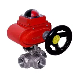 STOLZEL 1.97 inch, 50 mm, WCB On-Off Type Electrical Actuated 3 Way Ball Valve Flange End image 1