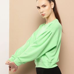 Alcis Women Solid Drop Shoulder Pleated Sleeves Sweatshirt-picture-46