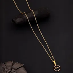 SZN Set Of 2 Gold-Plated Artificial Stones Studded Circular Shaped Pendants With Chains image 2