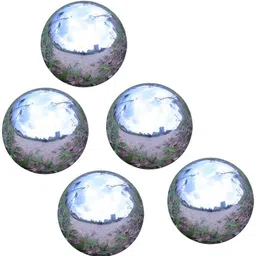 ushome Stainless Steel Gazing Ball for Homes and Gardens Ornament, Hollow Ball Mirror Polished Shiny Sphere, Pack of 5 (2 Inch) image 1