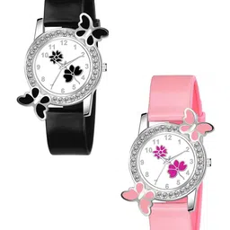 CSAMON Women Pack of 2 Printed Dial & Straps Analogue Watch 328 BLK315 PINK 315PUR-picture-48