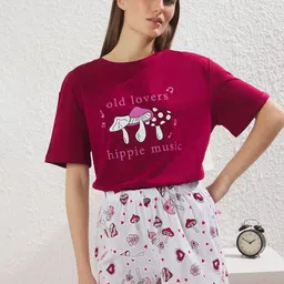 Trendyol Women Printed Pure Cotton Night suit-picture-48