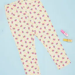 Pantaloons Junior Cotton Hearts Printed Leggings - Off White image 1