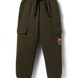 Pine Kids Cotton Knit Full Length Lounge Pant With Skating Print & Cargo Pockets - Olive Green-picture-24