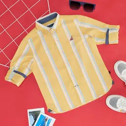 Pantaloons Junior Cotton Full Sleeves Striped Shirt - Yellow-picture-14