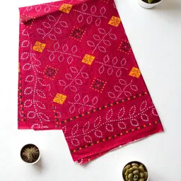 MOST Bandhani Pure Cotton Handloom Block Print Saree image 5
