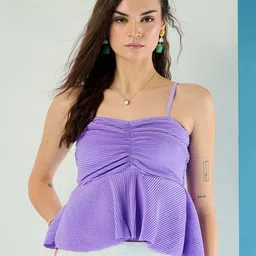 CORSICA Shoulder Straps Accordion Pleats Empire Top image 2