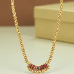 DIVASTRI Gold-Plated Kemp Stone-Studded Long Necklace With Droplet Charm image 2