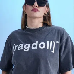 VALKYRE Unisex Typography Printed Drop-Shoulder Sleeves Cotton T-shirt image 5