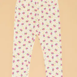 Pantaloons Junior Cotton Hearts Printed Leggings - Off White image 4