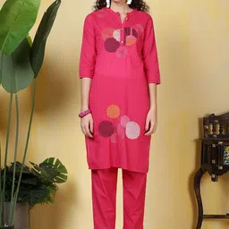 Meena Bazaar Geometric Embroidered Thread Work Mandarin Collar Straight Kurta With Trouser-image-60