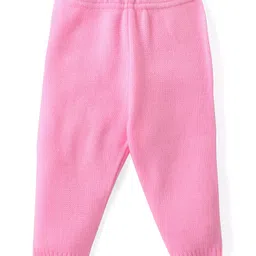 Babyhug Knitted Full Sleeves Front Open Sweater Set With Heart Design & Cap - Pink image 4