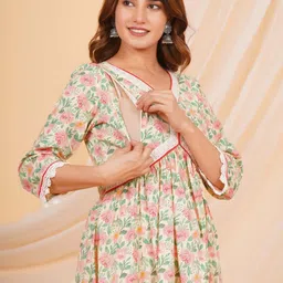 MomsBae Floral Printed Cotton Feeding Kurta image 2